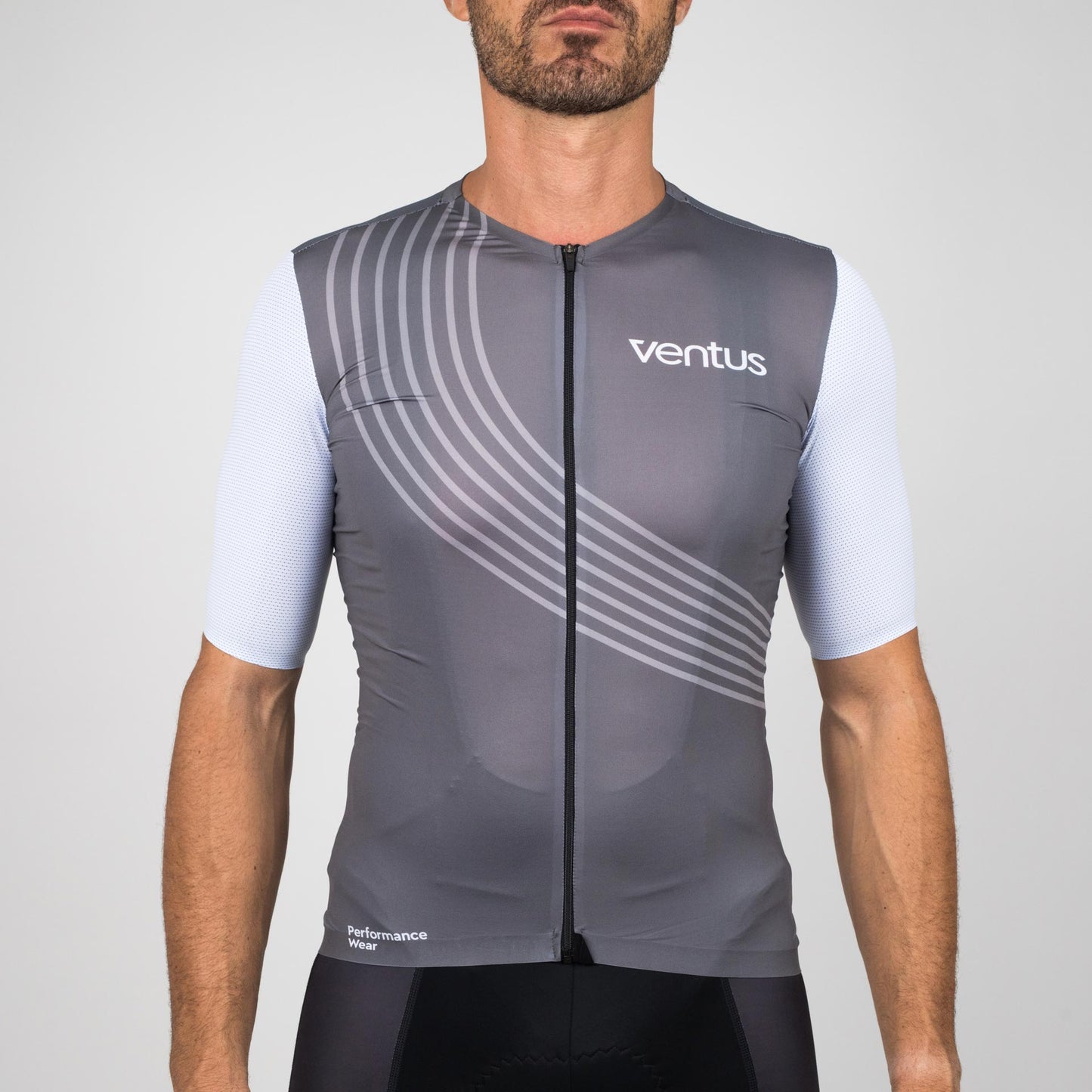 Men Cycling Jersey - Grey / Stripes
