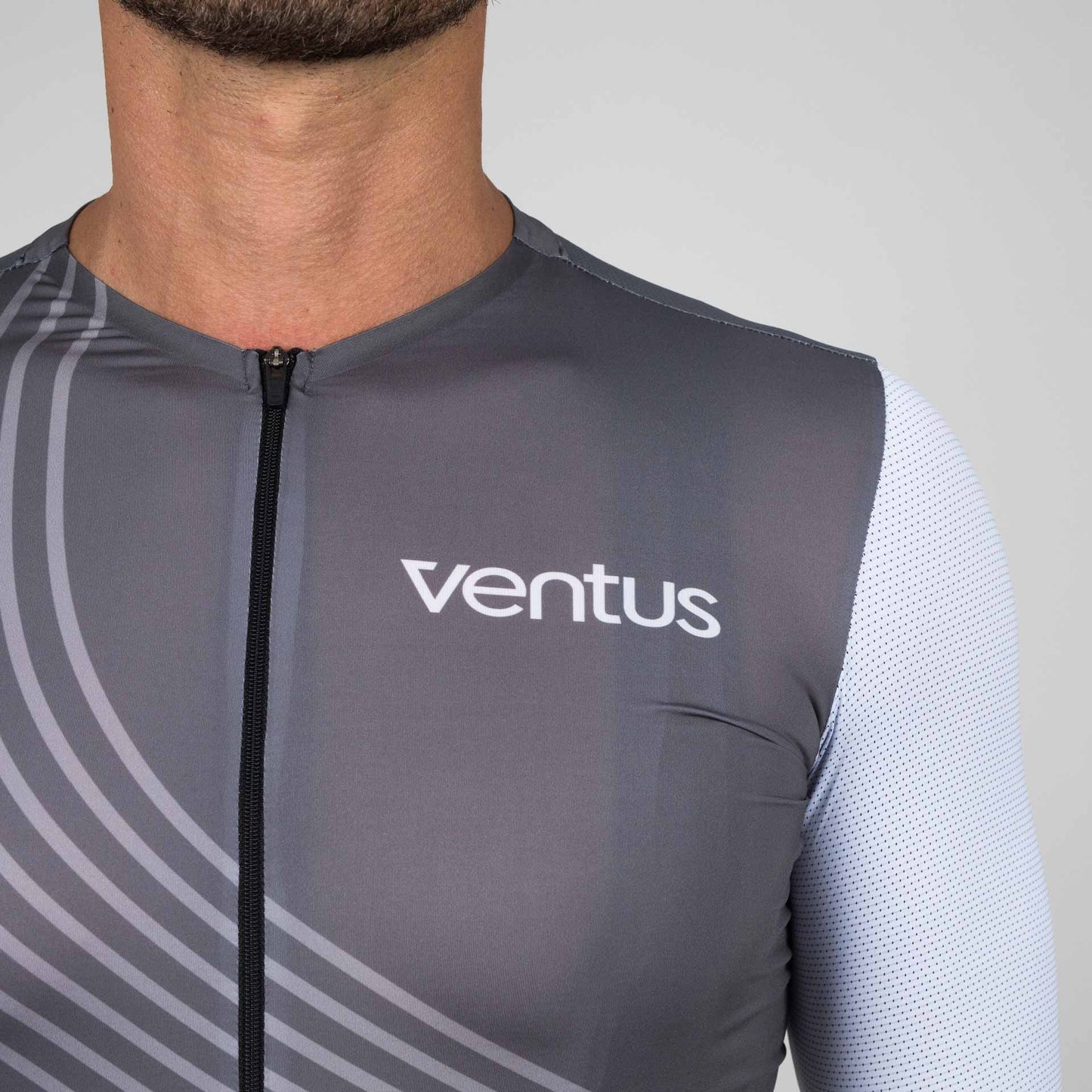 Men Cycling Jersey - Grey / Stripes