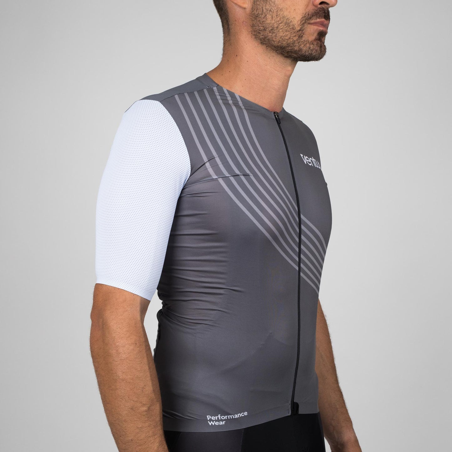 Men Cycling Jersey - Grey / Stripes
