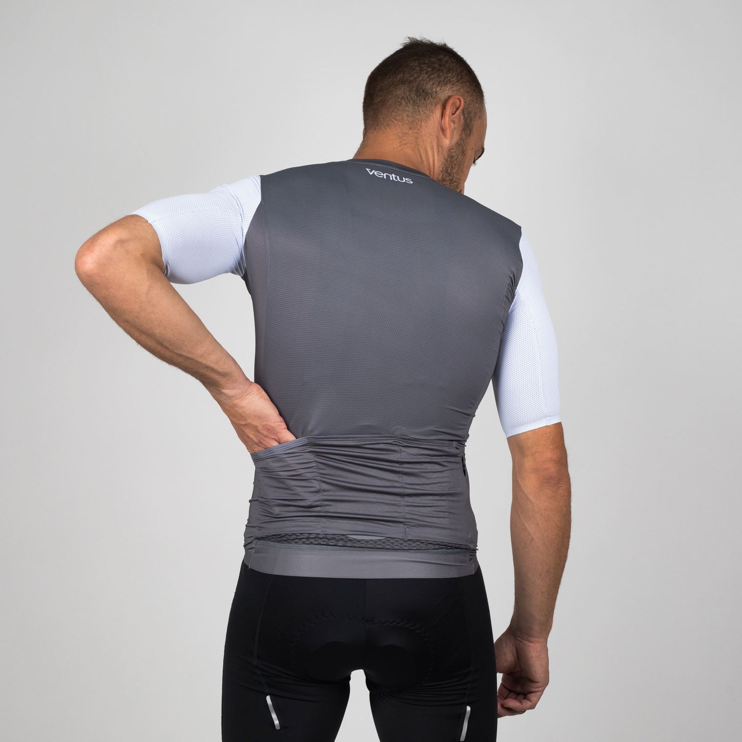 Men Cycling Jersey - Grey / Stripes