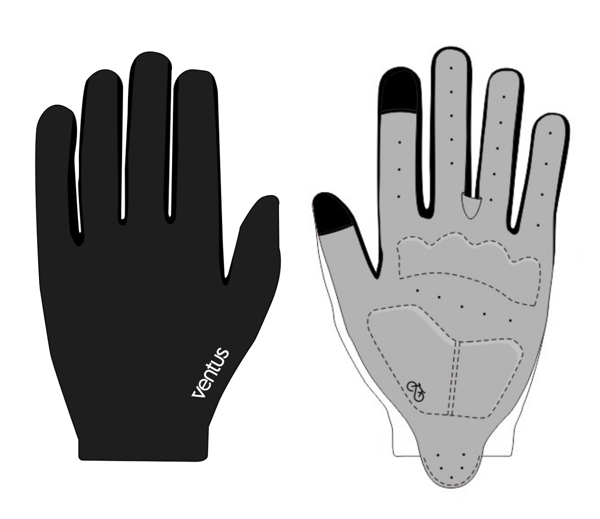 Cycling Gloves - Black (Long)