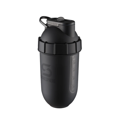 ShakeSphere Protein Shaker Bottle 700mls "Tumbler View" Matte Black/Black Window