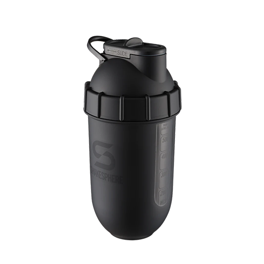 ShakeSphere Protein Shaker Bottle 700mls "Tumbler View" Matte Black/Black Window