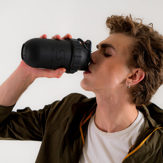 ShakeSphere Protein Shaker Bottle 700mls "Tumbler View" Matte Black/Black Window