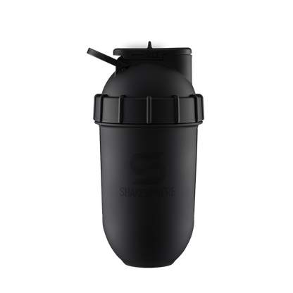 ShakeSphere Protein Shaker Bottle 700mls "Tumbler View" Matte Black/Black Window