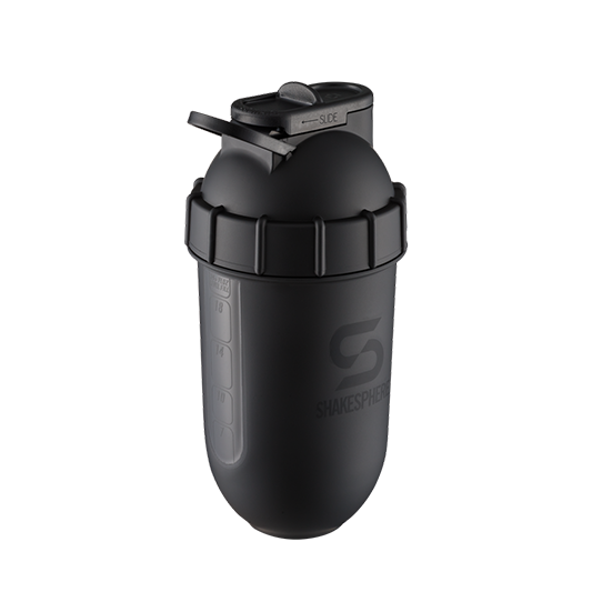 ShakeSphere Protein Shaker Bottle 700mls "Tumbler View" Matte Black/Black Window