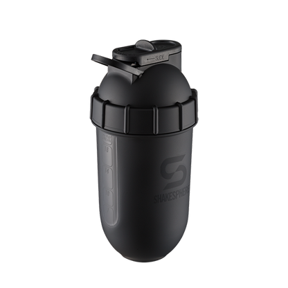 ShakeSphere Protein Shaker Bottle 700mls "Tumbler View" Matte Black/Black Window