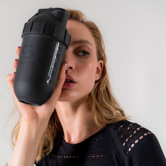 ShakeSphere Protein Shaker Bottle 700mls "Tumbler View" Matte Black/Black Window