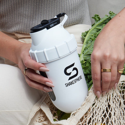 ShakeSphere Protein Shaker Bottle 700mls "Tumbler View" Matte White/Black Window