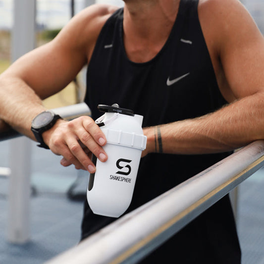 ShakeSphere Protein Shaker Bottle 700mls "Tumbler View" Matte White/Black Window