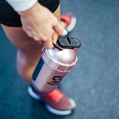 ShakeSphere Protein Shaker Bottle 700mls "Tumbler View" Rose Gold/Black Logo/Black Window