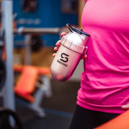 ShakeSphere Protein Shaker Bottle 700mls "Tumbler View" Rose Gold/Black Logo/Black Window