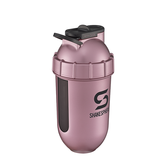ShakeSphere Protein Shaker Bottle 700mls "Tumbler View" Rose Gold/Black Logo/Black Window