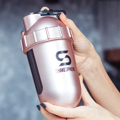 ShakeSphere Protein Shaker Bottle 700mls "Tumbler View" Rose Gold/Black Logo/Black Window